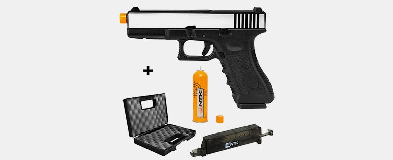 Modelos de armas de airsoft | Pistola de Airsoft a Gás GBB Glock R17 Black/Silver 6MM + Green Gas + Maleta + Speed Loader | Blog Tubarão Center 